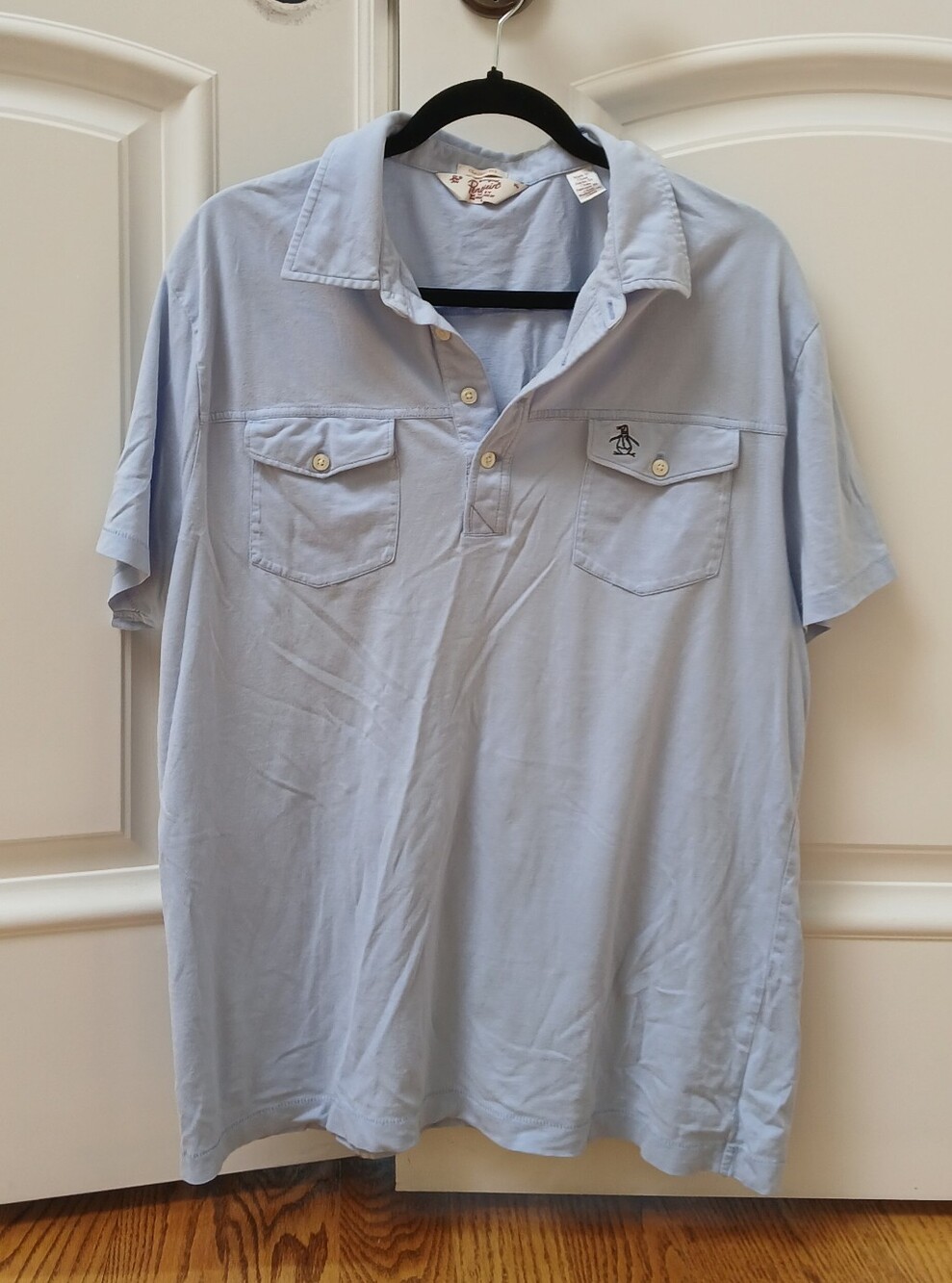 Original Penguin Men's Light Blue Polo Shirt with Chest Pockets